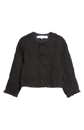 Comme Des Gar&ccedil;ons Yarn Dyed Shirred Crop Jacket in Black at Nordstrom, Size Medium