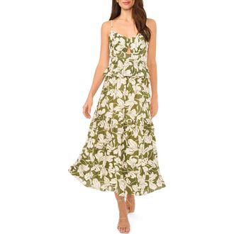 Parker The Lila Floral Tiered Midi Dress in Chive Green at Nordstrom Rack, Size 10