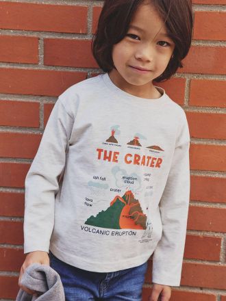 Vertbaudet Jungen Shirt mit Relief-Print vorn weiß meliert