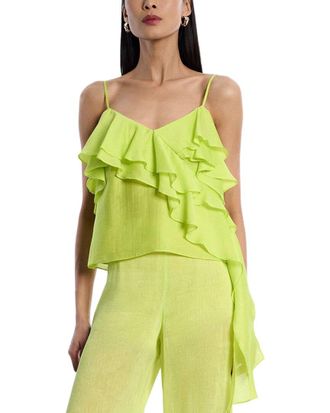 Bcbgmaxazria Linen-Blend Flounce Cami