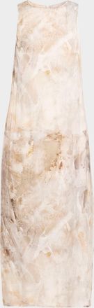 PESERICO Sleeveless Side-Split Printed Midi Dress