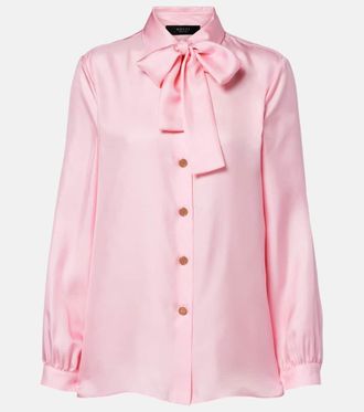 Gucci Tie-neck silk twill blouse