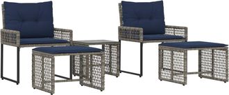 vidaXL Juego De Muebles De Exterior 5 Uds. Gris Y Marino Vidaxl
