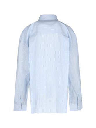 Finamore Womens Shirts Blue Cotton Linen Silk