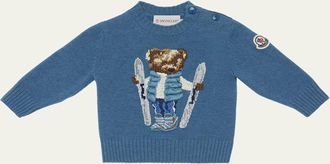 Moncler Boys Ski Teddy Bear Crewneck Knit Sweater, Size 6M-3