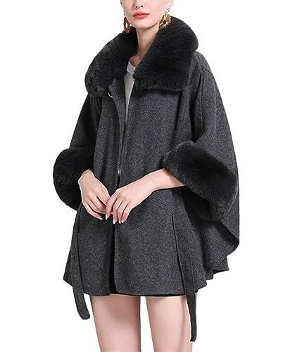 Acheter Luxueux Col En Fausse Fourrure Grande Écharpe Écharpe Pour Femme Fausse Fourrure Tricot Châle Wrap Poncho Cape Garniture Manteau Sans Manches Cardigan Habillé Cape
