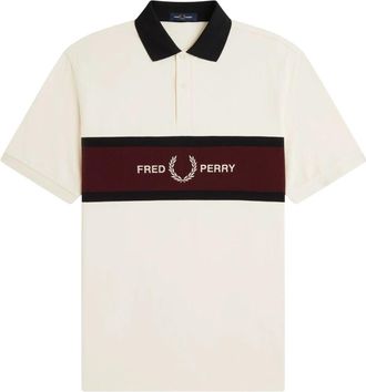 Fred Perry Embroidered Panel Polo - Heren - Polos - Beige - M - Katoen - Tops