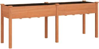 vidaXL Vidaxl - Jardinera Con Forro Madera Maciza De Abeto Marr&oacute;n 203x53x76 Cm