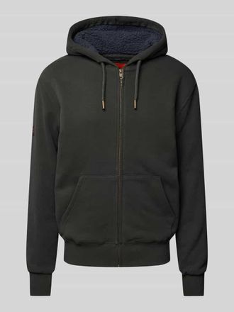 Superdry Sweatjacke mit Label-Stitching Modell Borg in Black, Größe M