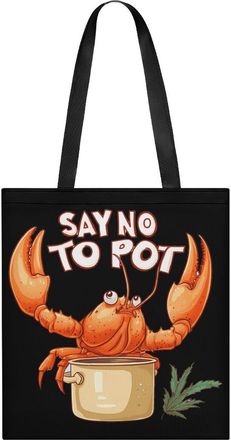 Generic Say No To Pot Lobster Eating Funny Seafood Tote Bag for Women Men Shoulder Bags Purses Pouch Handbags