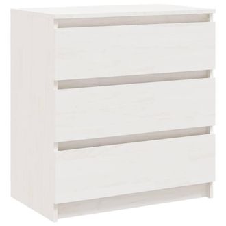 Berkfield Home Bedside Cabinet White 60x36x64 cm Solid Pinewood | Size: 60 x 36 x 64 cm