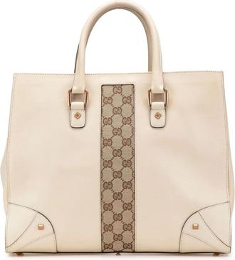 Gucci Borsa tote Nailhead in tela GG e pelle di vitello 2000-2015 - Bianco