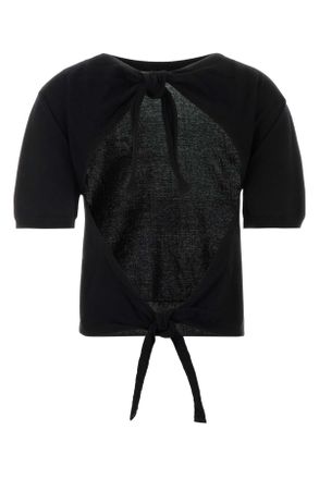 Ganni Womens Black Cotton Top Exterior: Maglie Sweater