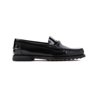 Tod's Tods, Loafers, female, Black, Size: 9 1/2 US Black Leather Loafers for Women