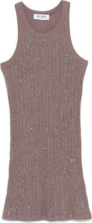 The Attico Fitted Mini Dress In Cotton With Rhinestones