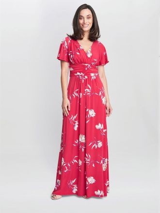 Gina Bacconi Womens Fabiana Jersey Maxi Dress - Red - Size 12 UK