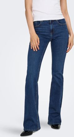 Only Bootcut-Jeans ONLY ONLBLUSH MW B-POC FLARED DNM PIM134 NOOS, Damen, Gr. XL, L&auml;nge 30, dunkelblau denim, Denim/Jeans, Obermaterial: 92% Baumwolle, 6% E