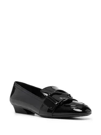 Ferragamo Patent Leather Buckle-Detail Loafer - Black