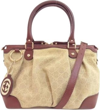 Gucci Pre-owned Handbags, female, Brown, Size: ONE SIZE Pre-owned Vintage Tote Bag