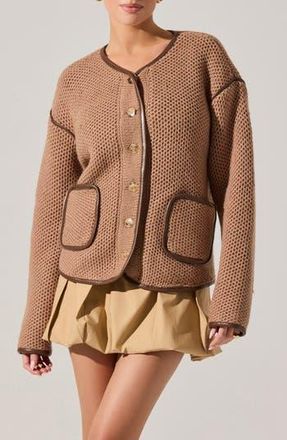 ASTR the Label Kembrie Sweater Jacket in Camel Multi at Nordstrom Rack, Size Medium