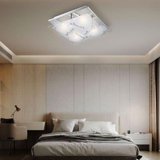 Globo Lighting Globo Lighting - Plafoniera plafoniera cristallo luce soggiorno lampada soggiorno, cromo vetro cristalli trasparenti, led 4W 1600Lm bianco caldo