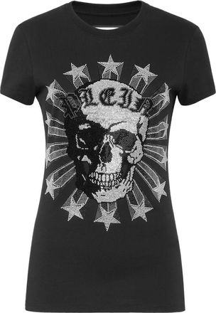 Philipp Plein Pure Fit with Crystals T-shirt - Dames - T-shirts - Zwart - L - Katoen - Tops