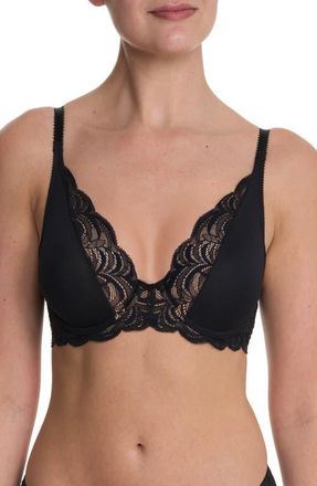 Natori Persuasion Lace Convertible Plunge T-Shirt Bra in Black at Nordstrom, Size 30D