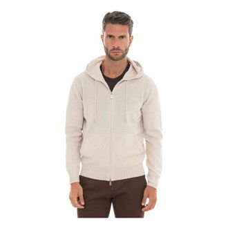Gran Sasso Volledige Rits Wol Hoodie - Heren - Truien - Beige - Maat: 2XL Wol
