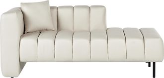 Beliani Chaise Longue De Tela Estilo Moderno Con Patas Negras Y Cojines Color Blanco Crema Izquierdo Lannils