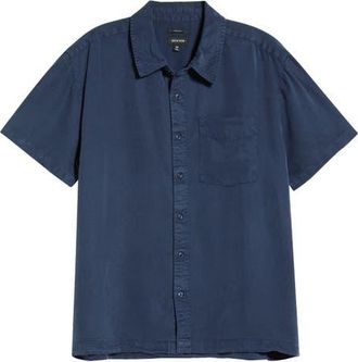 Brixton Cooling Comfort Short Sleeve Button-Up Shirt in Midnight Navy at Nordstrom, Size Xx-Large
