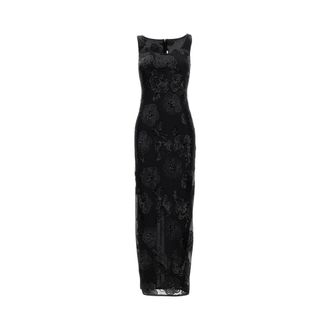 Rotate Maxi-jurk met bloemenborduursel met pailletten - Dames - Maxi kleedjes - Zwart - XS - Pailletten - Kleedjes