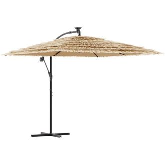 vidaXL Sombrilla De Jard&iacute;n Con Leds Poste Acero Marr&oacute;n 269x269x235 Cm Vidaxl