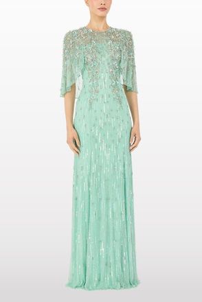 Jenny Packham Astra Sequin-Embellishment Maxi Dress in Mint at Nordstrom, Size 12 Uk