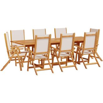 vidaXL Juego Comedor De Jard&iacute;n 9 Pzas Madera Maciza Acacia Y Textileno Vidaxl