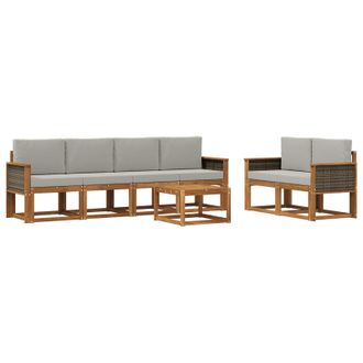 vidaXL Conjunto De Sof&aacute;s De Exterior 6 Pcs Natural Y Gris Claro Vidaxl