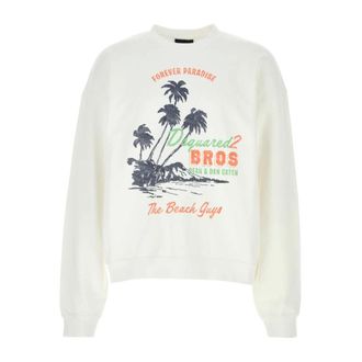 Dsquared2 Sweatshirts, male, White, Size: XL Relax Fit Crewneck