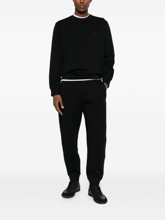 Emporio Armani Logo-Embroidered Cotton Sweatshirt - Black