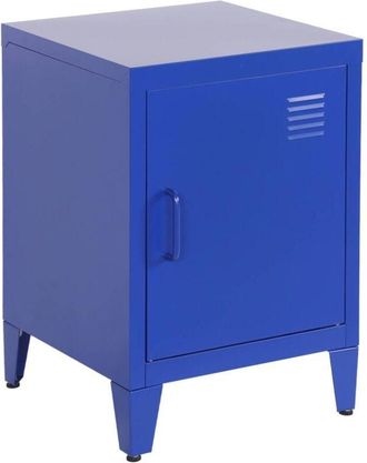 Sweeek Blue steel bedside table, one door, locker