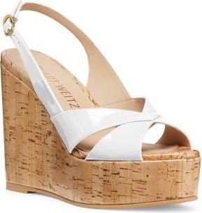 Stuart Weitzman Carmen Wedge Sandal in White. at Nordstrom Rack, Size 6.5