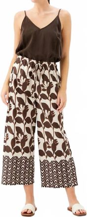 Fifteen Twenty Cora Drawstring Wide Leg Pants In Borwn Print
