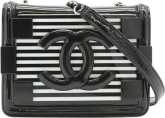 Chanel Pre-owned Lego Boy Leren Schoudertas met Ketting - Dames - Vintage Schoudertas - Zwart - ONE Size - Leer - Vintage