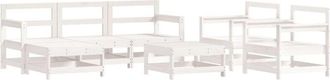 vidaXL 7 Piece Garden Lounge Set White Solid Wood Pine Vidaxl