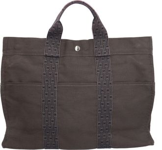 Herm&egrave;s Gray Canvas Tote Bag (Pre-Owned)