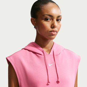 Nike Womens Nike Sportswear Phoenix Fleece Sleeveless Top in Pink | IR1717-641