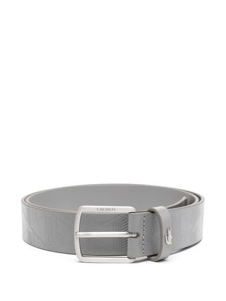 Lacoste monogram leather belt - men - Leather - 130 - Grey