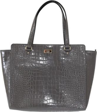 Kate Spade New York Grijze Krokodilreli&euml;f Leren Tote Tas - Dames - Shoppers - Grijs - ONE Size - Leer - Tassen