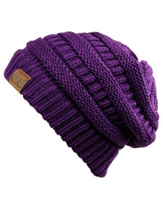 C.C NYFASHION101 Trendy Warm Chunky Soft Stretch Cable Knit Beanie Skully, Deep Purple