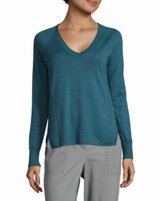 J Brand Pomona V-Neck Cotton Knit Relaxed Fit Sweater In Blue
