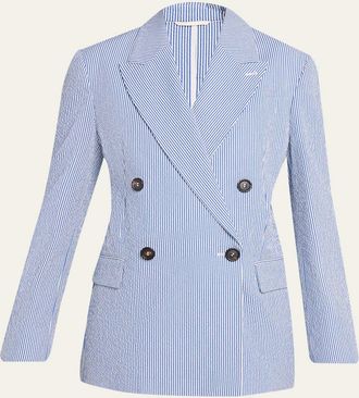 Brunello Cucinelli Seersucker Double-Breasted Jacket