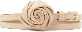 Kazar Beige riem met bloemmotief - Dames - Riemen - Beige - 100 CM - Leer - Accessoires